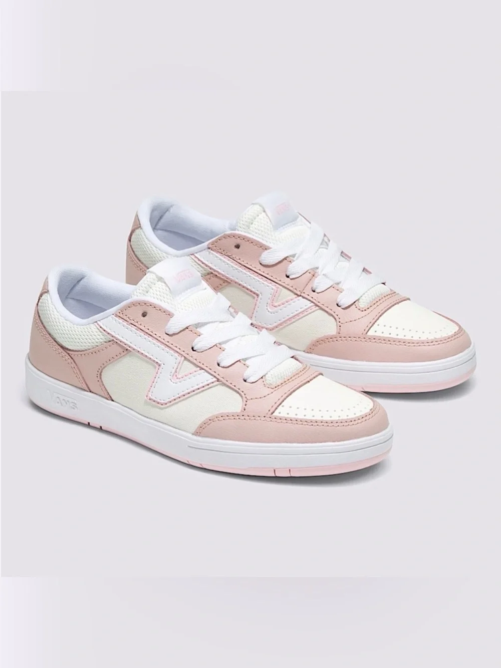 Vans Lowland Sneakers Pink White Perforated Toe Casual ComfyCush Shoes Size 9.5